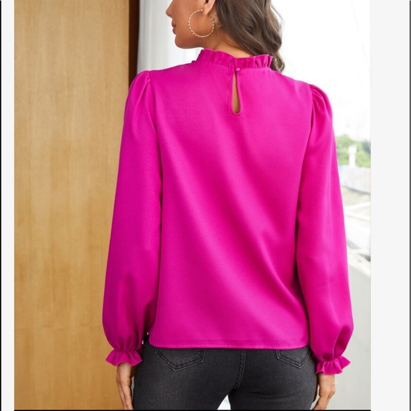 Boho Green Ruffle Frill Sleeve Office Work Top Blouse - Picture 8 of 15